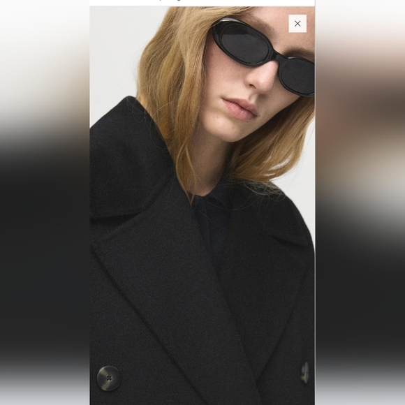 NWT $250 Woman Mango MNG Size Small Black Handmade oversized wool Blend coat - Picture 6 of 11